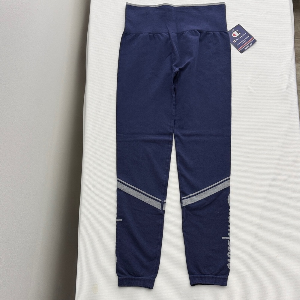 Champion Women's S Navy Blue Joggers Gray Side Stripe Cropped Ankle Size Small